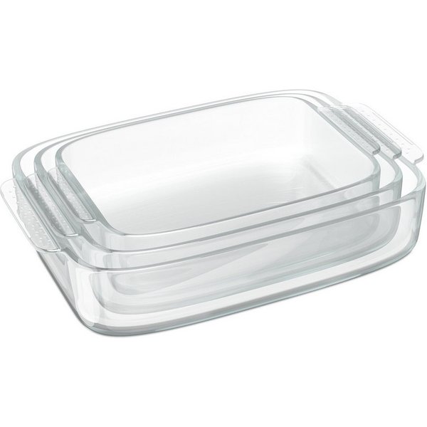 relaxdays Auflaufform Glas Auflaufform 3er Set, Glas, (3-St)