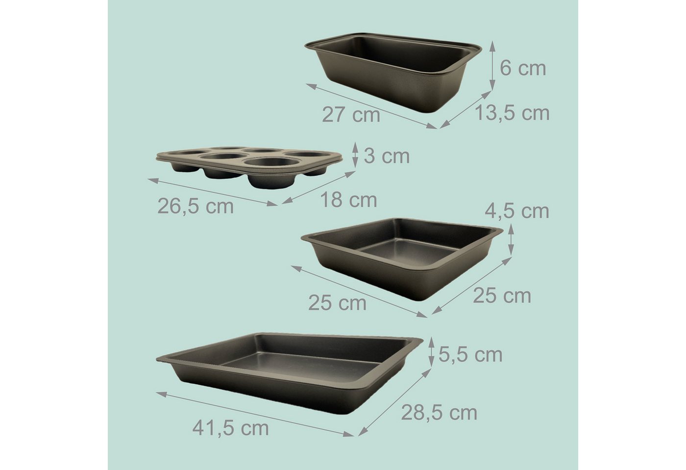 relaxdays Backform 4-teiliges Backformen Set, (4-teiliges Set 4-tlg) – Bild 4 von 5