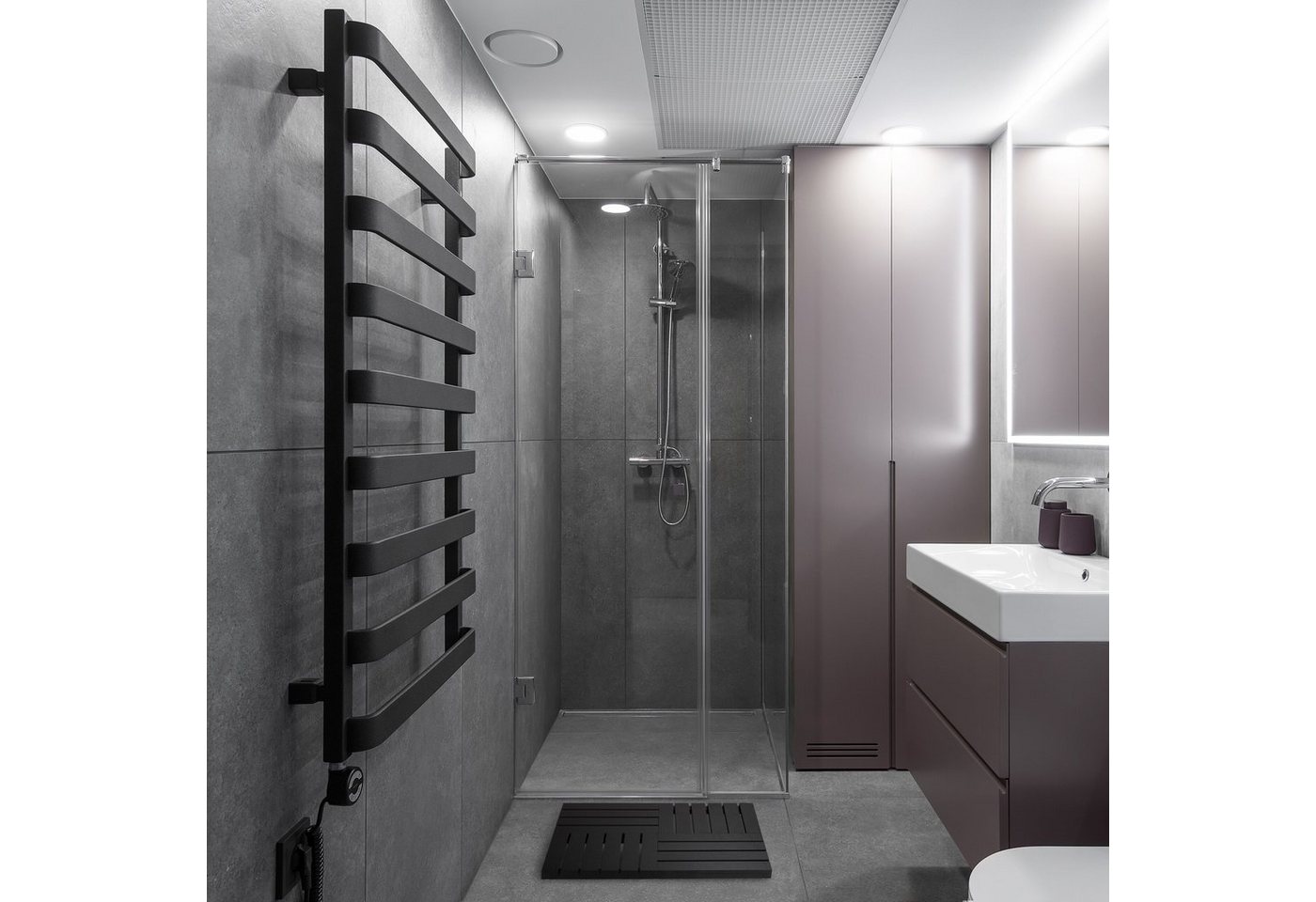 relaxdays Badematte Bambus Badematte, Höhe 35 mm, Offenes Mosaik-Design für gute Luftzirkulation, 100% Bambus, Natürlicher Charme, Schutz vor Bodenkälte, Feucht – Bild 2 von 5