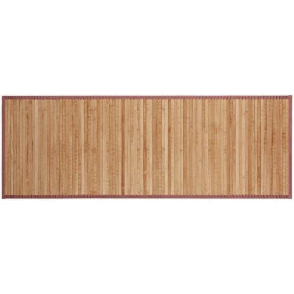 relaxdays Badematte Bambusmatte natur, Höhe 4 mm, Rutschhemmende Unterseite, Umlaufender Textilrand in Braun, Lieferumfang: 1x Fußmatte (ohne Deko), Rechteckig,