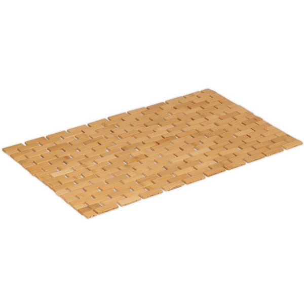 relaxdays Badematte Faltbare Badematte aus Bambus, Höhe 6 mm, Anti-Rutsch-Füße, schnell trocknend, wasserabweisend, faltbar, Bambus, rechteckig, 95% Bambus, 5% 