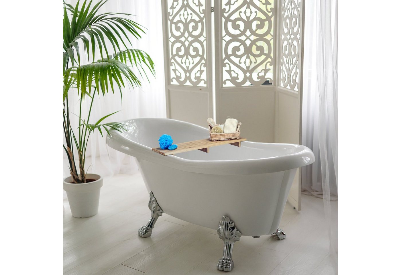 relaxdays Badewannenablage Bambus 70 cm – Bild 2 von 5