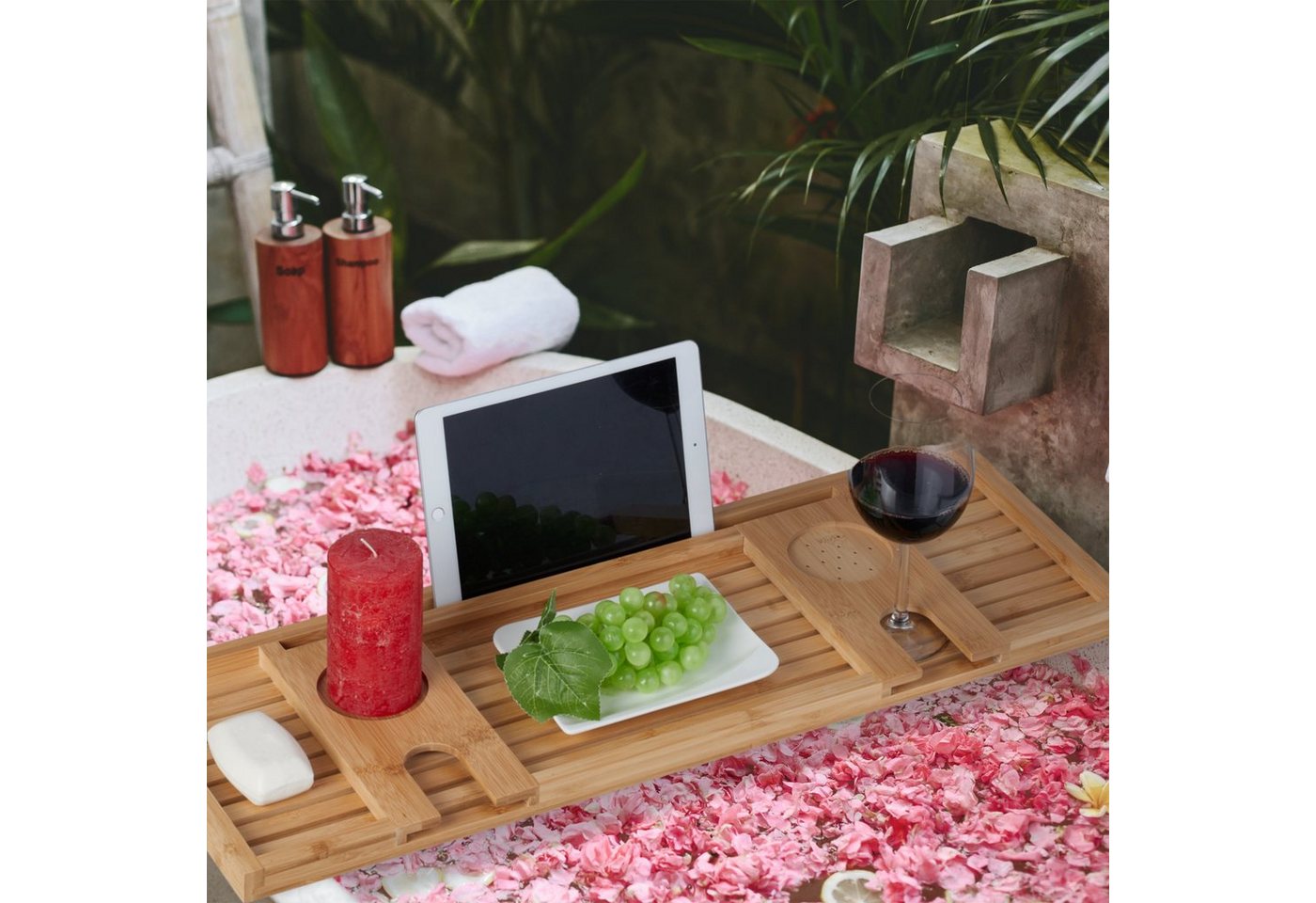 relaxdays Badewannenablage Bambus – Bild 5 von 5