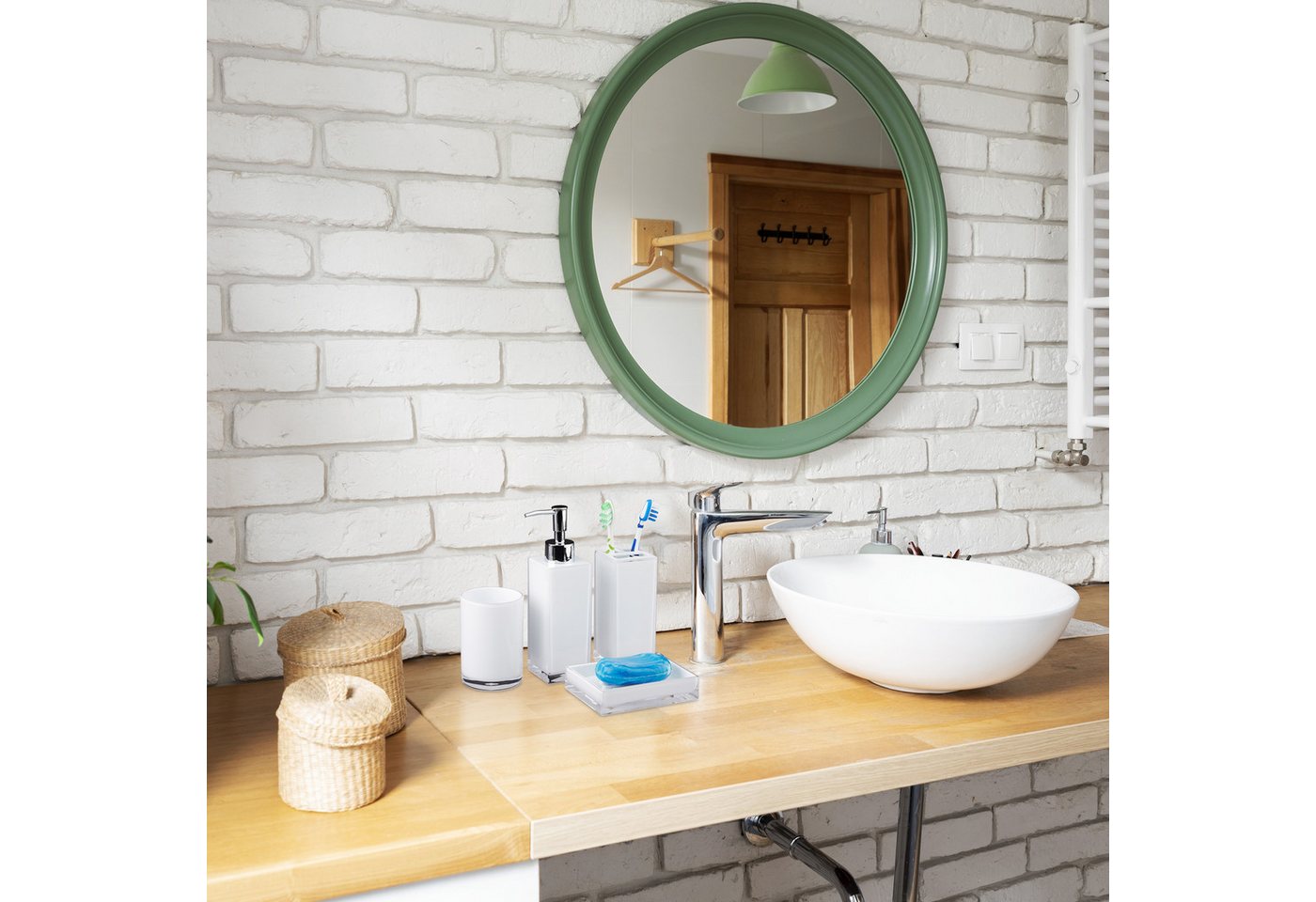 relaxdays Badezimmer-Set Badaccessoires Set 4-teilig, (4-St), schwarz – Bild 5 von 5