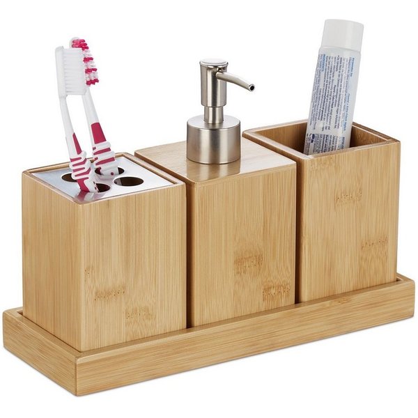 relaxdays Badezimmer-Set Badaccessoires Set, (4-St)