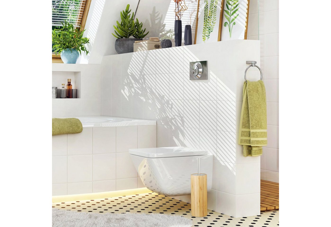 relaxdays Badezimmer-Set WC-Bürstenhalter Bambus, (2-St) – Bild 5 von 5