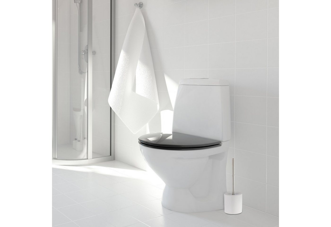 relaxdays Badezimmer-Set WC Garnitur Keramik, (2-St), weiß – Bild 3 von 5