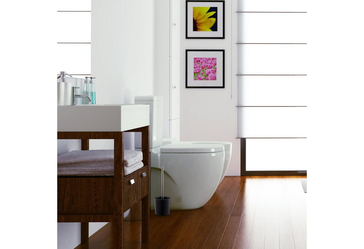 relaxdays Badezimmer-Set WC Garnitur Keramik, (2-St), weiß – Bild 5 von 5