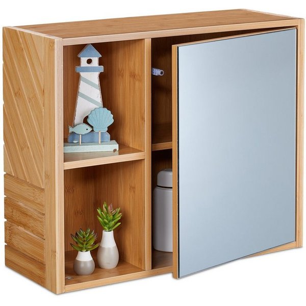 relaxdays Badezimmerspiegelschrank Spiegelschrank mit Regalfächern (1-St)