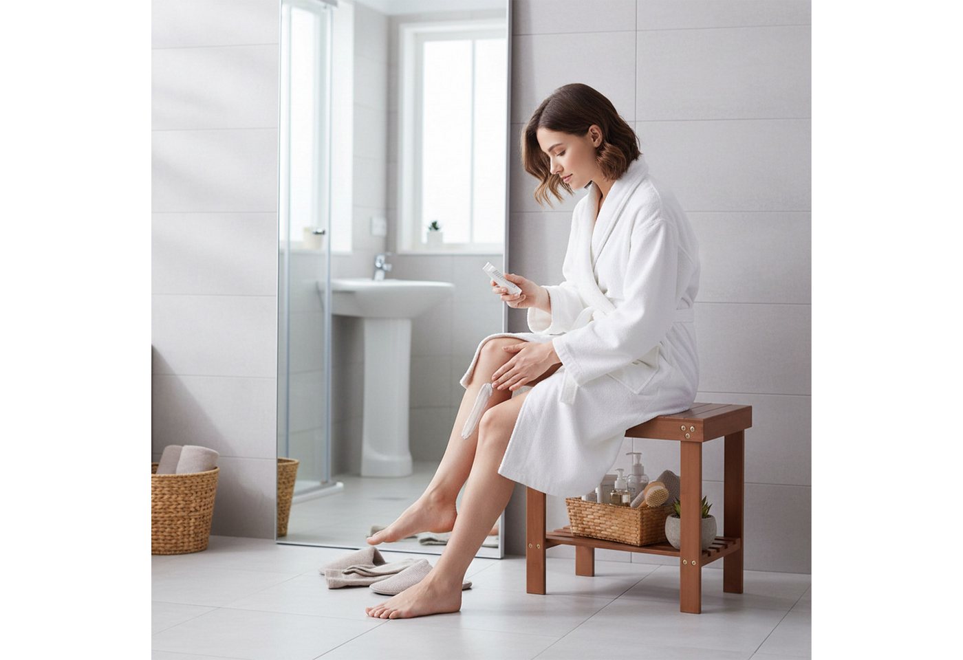 relaxdays Badhocker aus Bambus (1 St) – Bild 3 von 5