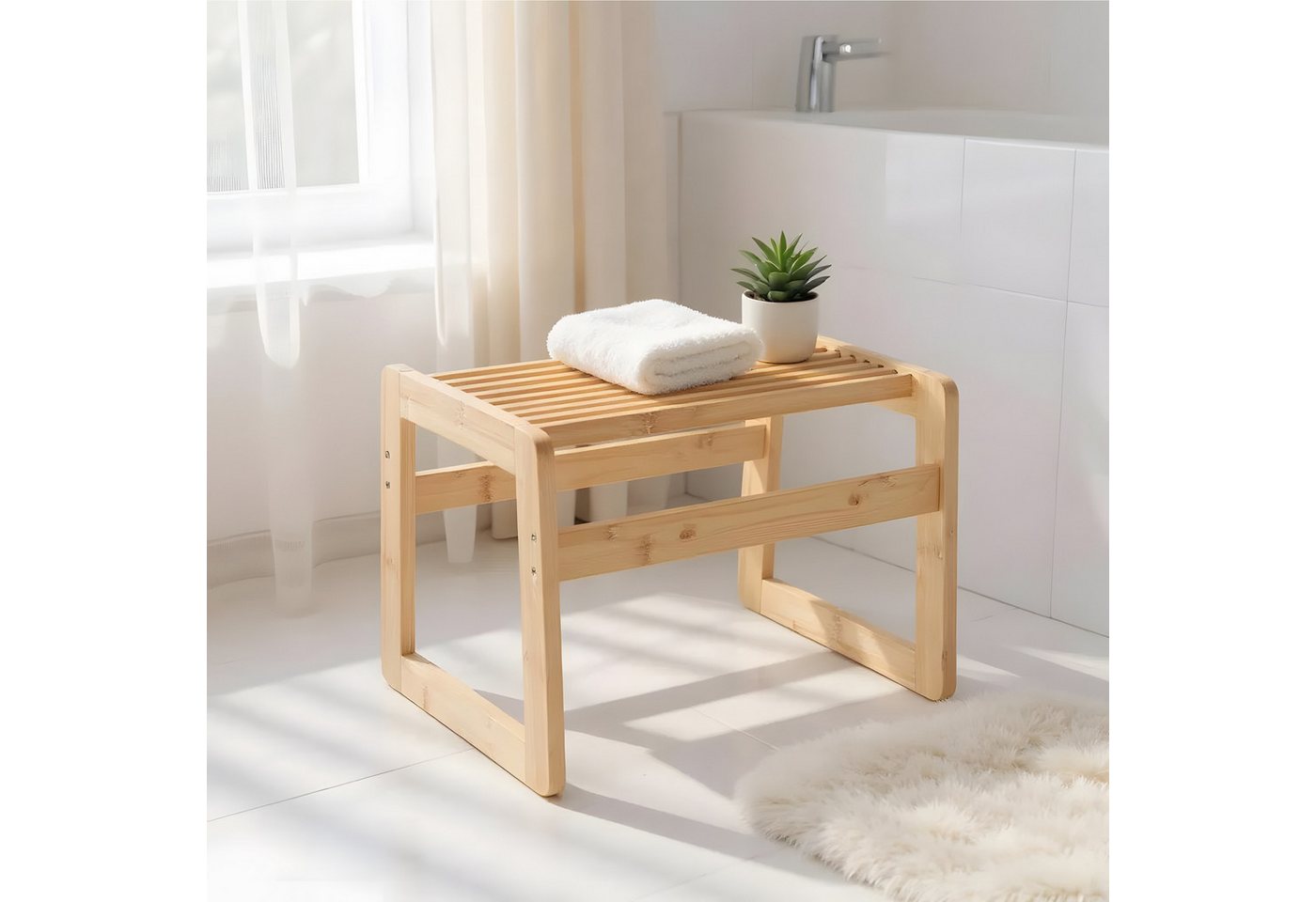 relaxdays Badhocker aus Bambus (1 St) – Bild 2 von 5