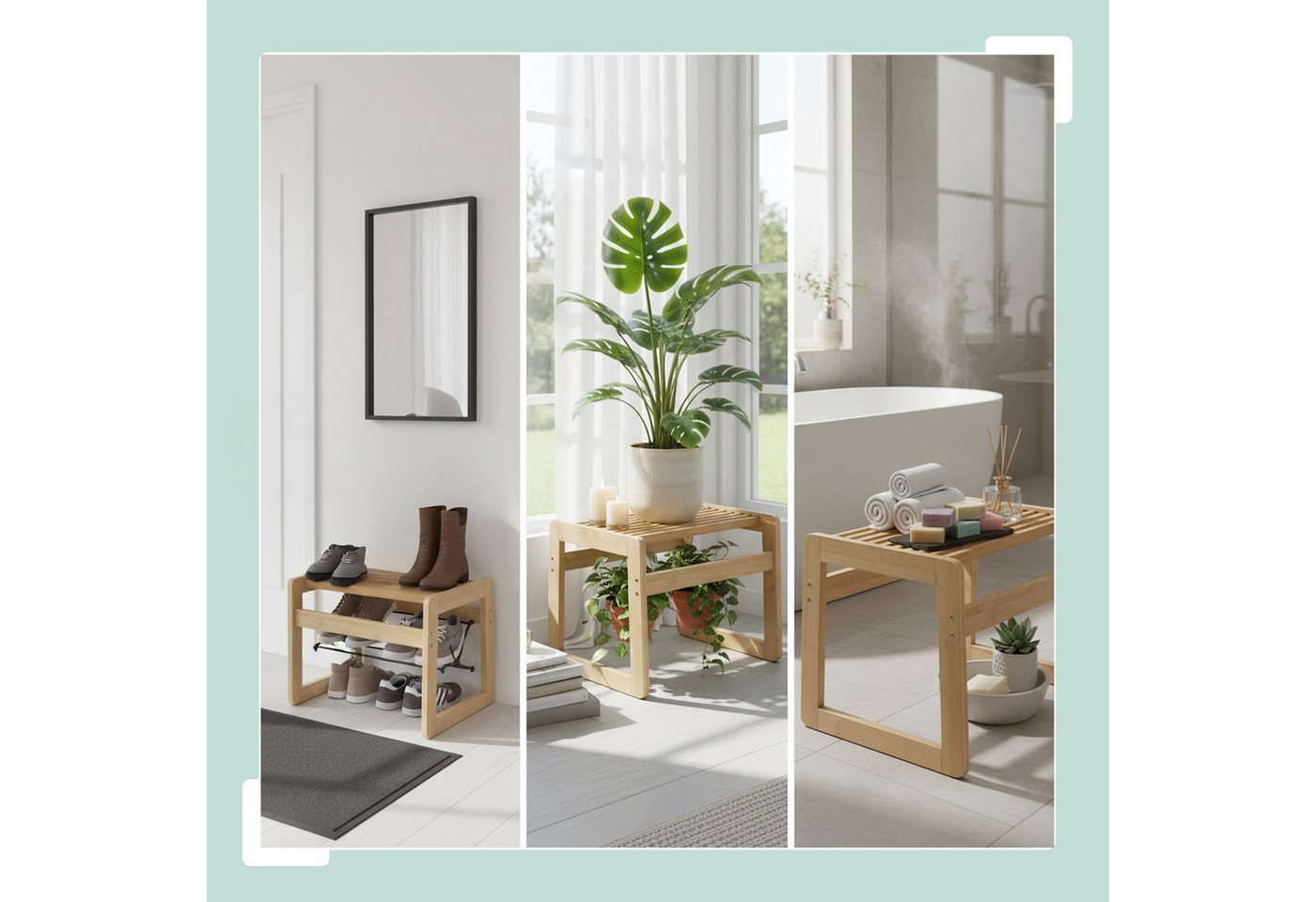 relaxdays Badhocker aus Bambus (1 St) – Bild 5 von 5