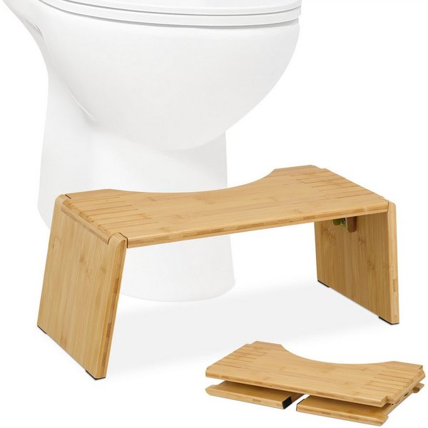 relaxdays Badhocker Klappbarer Toilettenhocker aus Bambus (1 St)