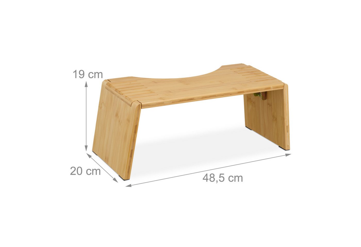 relaxdays Badhocker Klappbarer Toilettenhocker aus Bambus (1 St) – Bild 4 von 5
