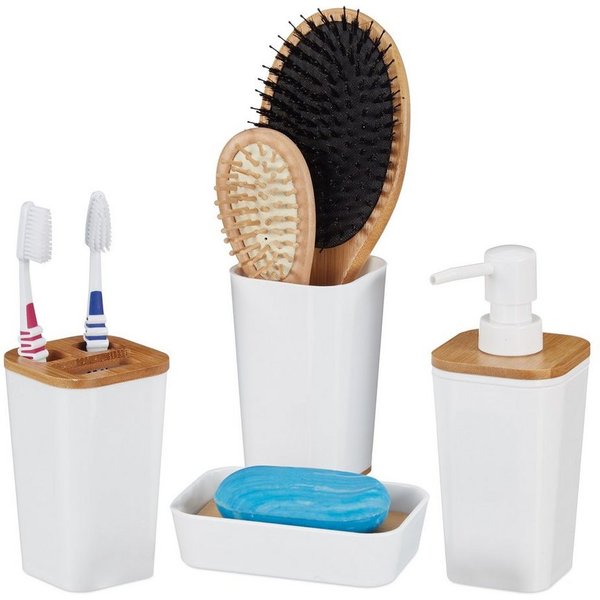 relaxdays Badorganizer 4-teiliges Badaccessoires Set (4 St)