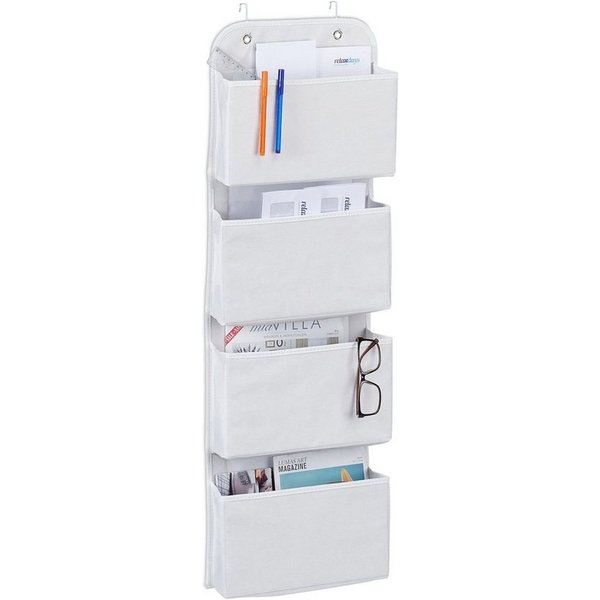 relaxdays Badorganizer Hängeorganizer 4 Fächer (3 St), weiß