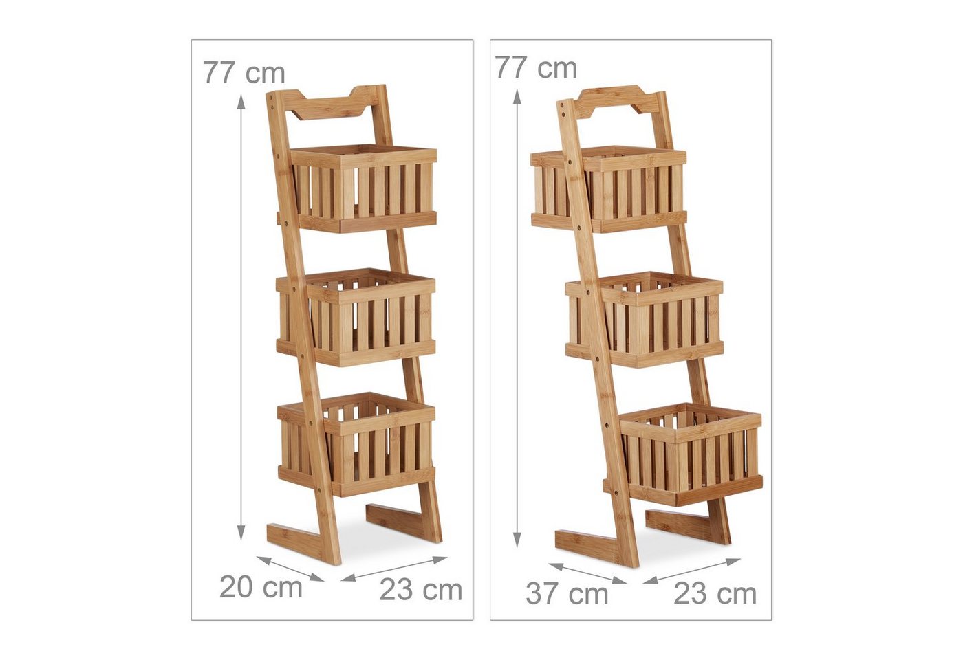 relaxdays Badregal Bambus 3 Körbe, 3-tlg. – Bild 4 von 5