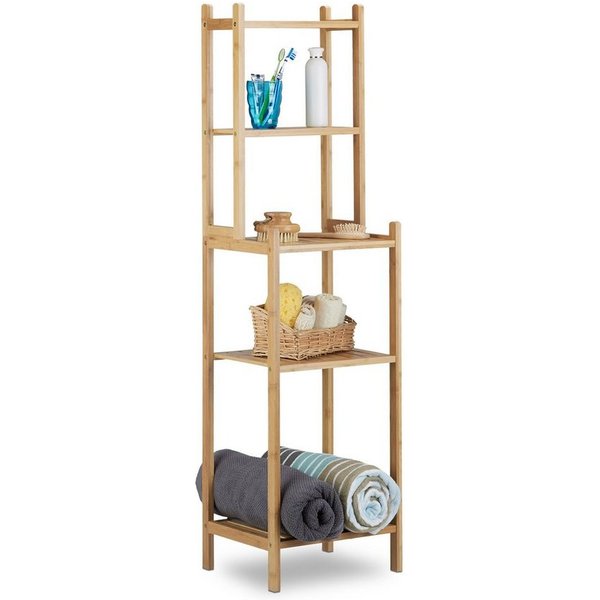 relaxdays Badregal Bambus kleine & große Fächer, 5-tlg.