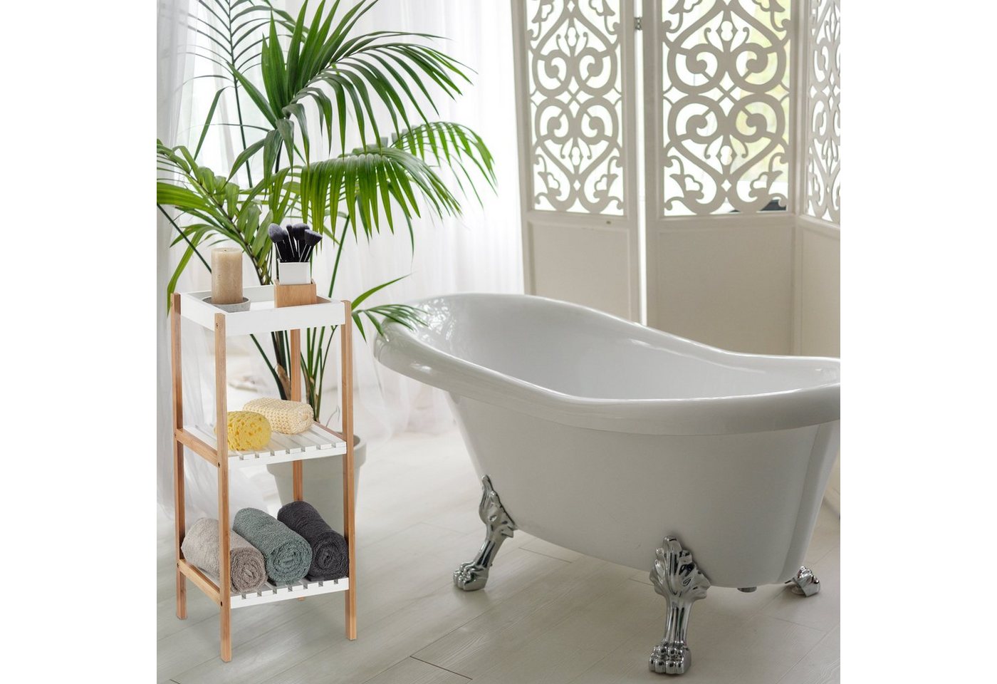 relaxdays Badregal mit 3 Ablagen, 1-tlg. – Bild 2 von 5