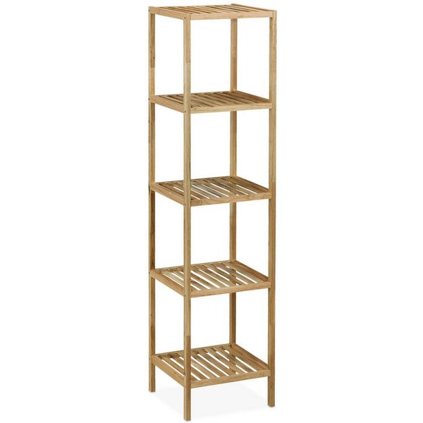 relaxdays Badregal Walnuss mit offenen Ablagen, 1-tlg., 5