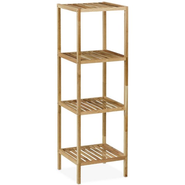 relaxdays Badregal Walnuss mit offenen Ablagen, 1-tlg., 4