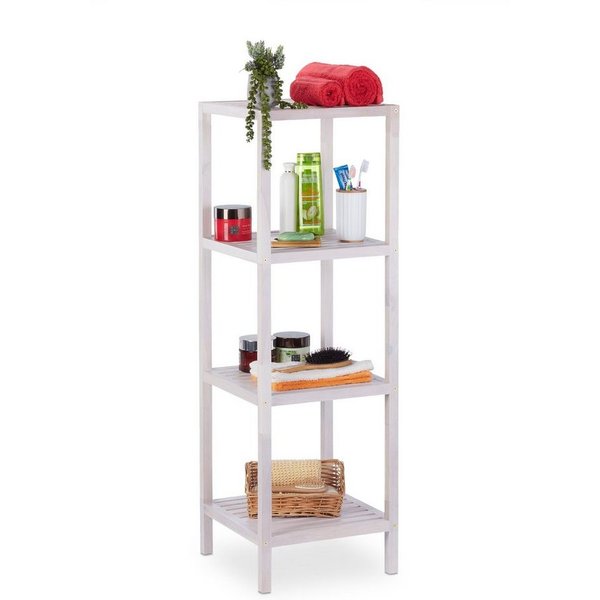 relaxdays Badregal Walnuss weiß, 1-tlg., 4