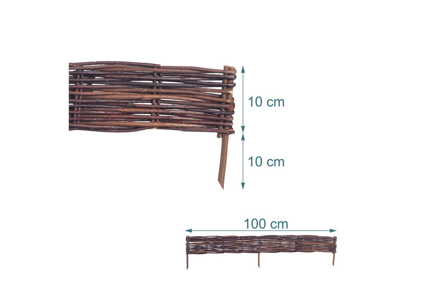 relaxdays Beetumrandung Beeteinfassung Weide im Set, 10 cm x 100 cm, 5er Pack – Bild 4 von 5