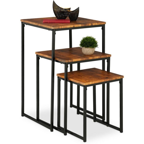relaxdays Beistelltisch 3er Set (3-St., 3er Set), B