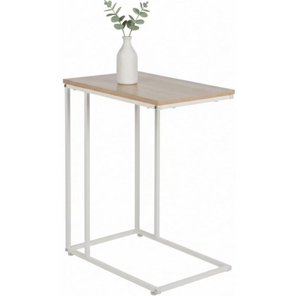 relaxdays Beistelltisch in C-Form (1-St), Weiss-braun