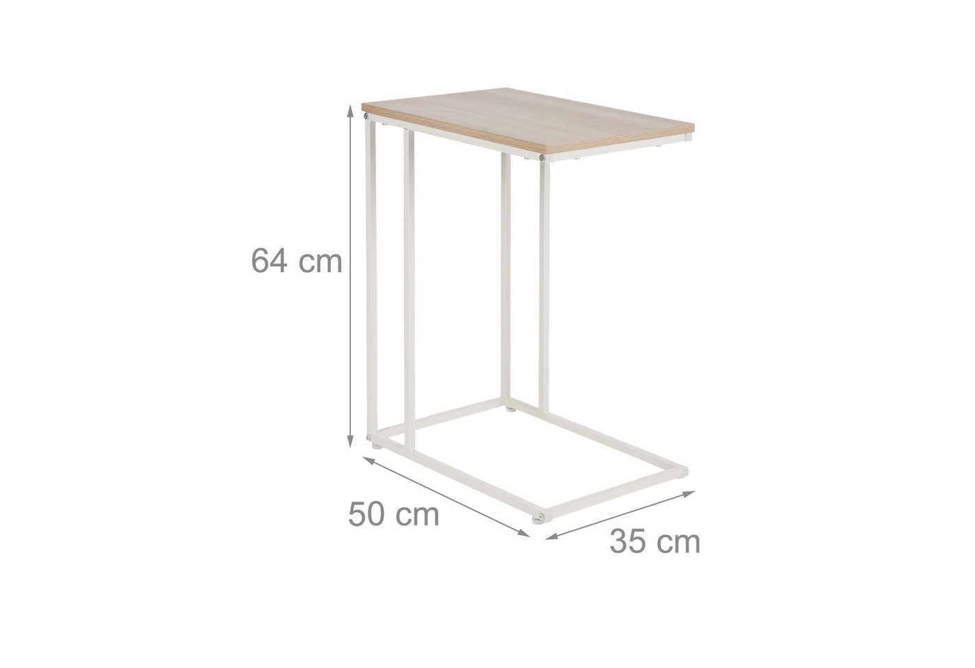 relaxdays Beistelltisch in C-Form (1-St), Weiss-braun – Bild 4 von 5