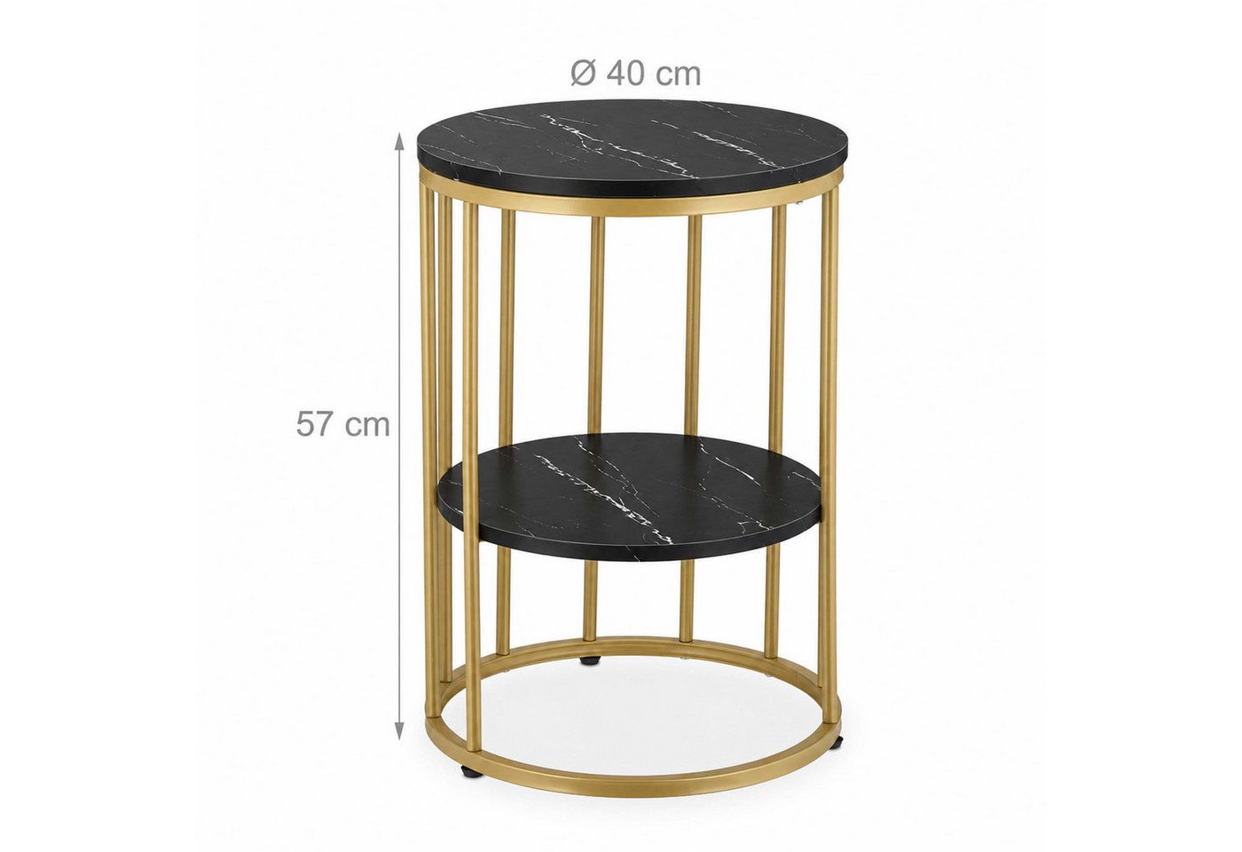relaxdays Beistelltisch in Marmoroptik (1-St), Schwarz/Gold – Bild 4 von 5