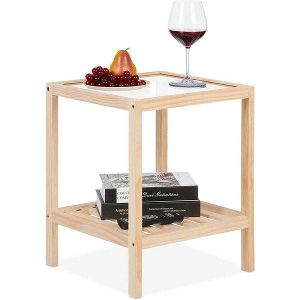 relaxdays Beistelltisch mit Glasplatte (1-St)