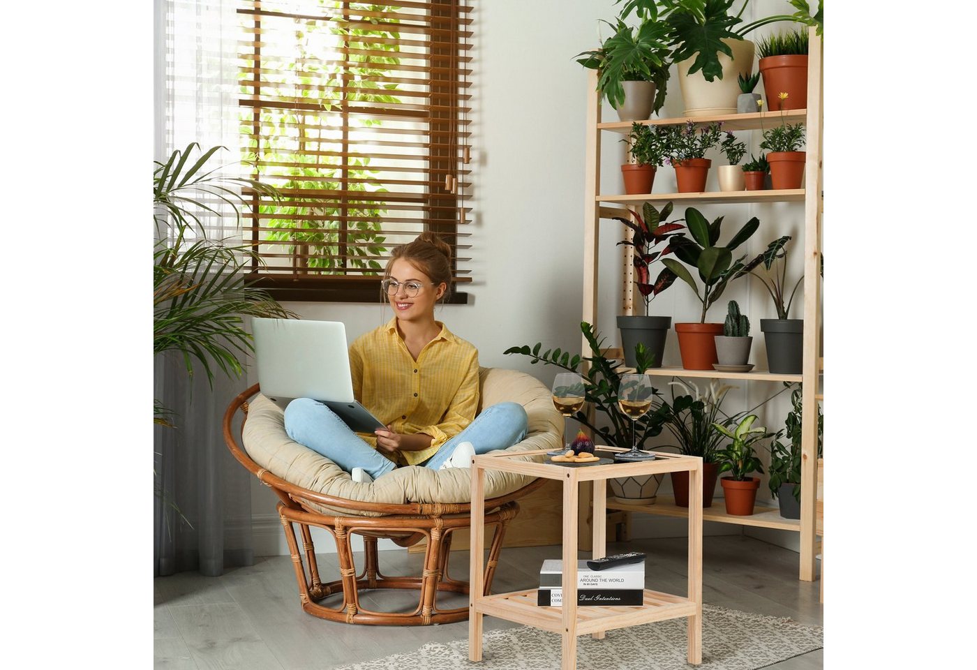 relaxdays Beistelltisch mit Glasplatte (1-St) – Bild 3 von 5