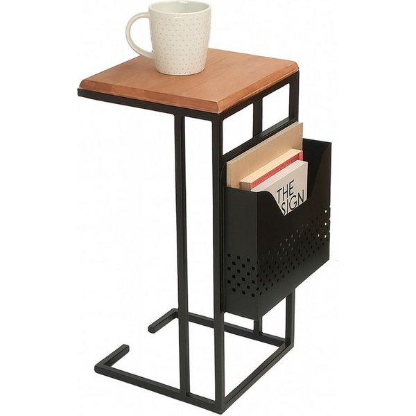 relaxdays Beistelltisch mit Zeitungsablage C-Form (1-St)
