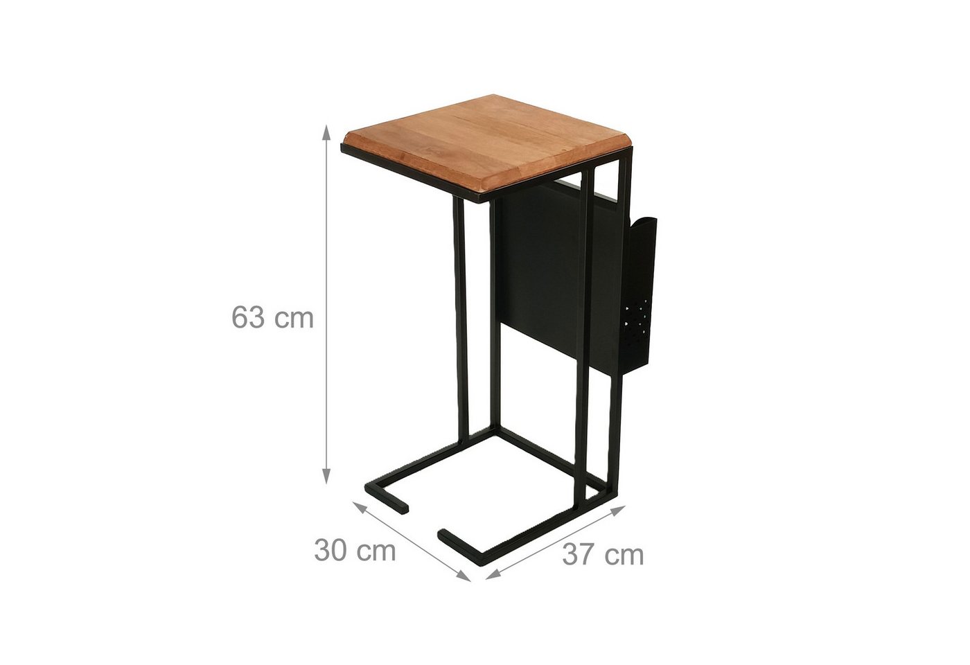 relaxdays Beistelltisch mit Zeitungsablage C-Form (1-St) – Bild 4 von 5