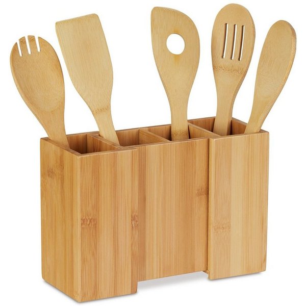 relaxdays Besteckhalter Küchenutensilienhalter mit Kochlöffeln, (6-tlg)