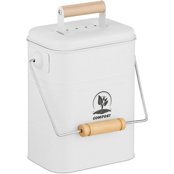 relaxdays Biomülleimer Komposteimer Küche 3,5 Liter, weiß