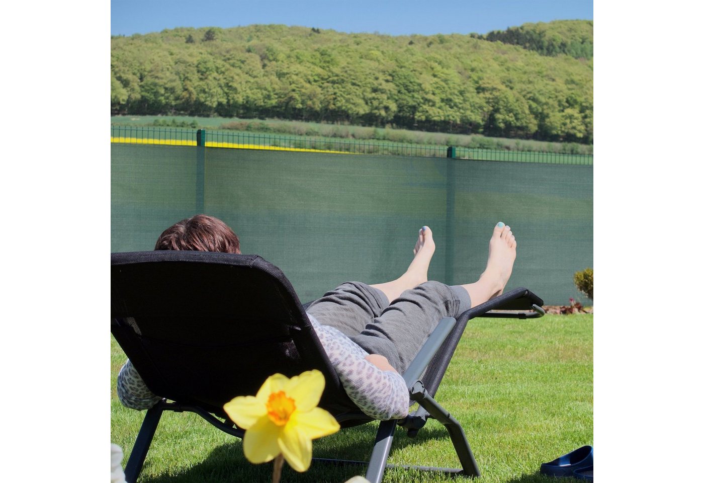 relaxdays Blende Zaunblende grün 1,5m, Zubehör für Gartenzaun und Balkongeländer, 1,5 x 6 Meter – Bild 2 von 5