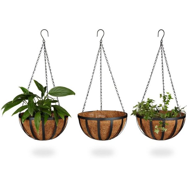 relaxdays Blumenampel 3er-Set 30 cm (3 St)