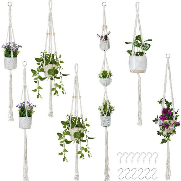 relaxdays Blumenampel Makramee Blumenampel 7er Set (7 St)