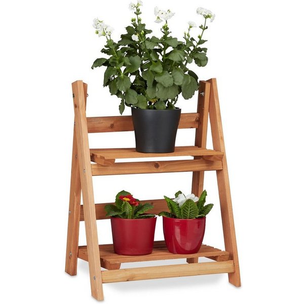 relaxdays Blumenständer Blumentreppe aus Holz (1 St), M