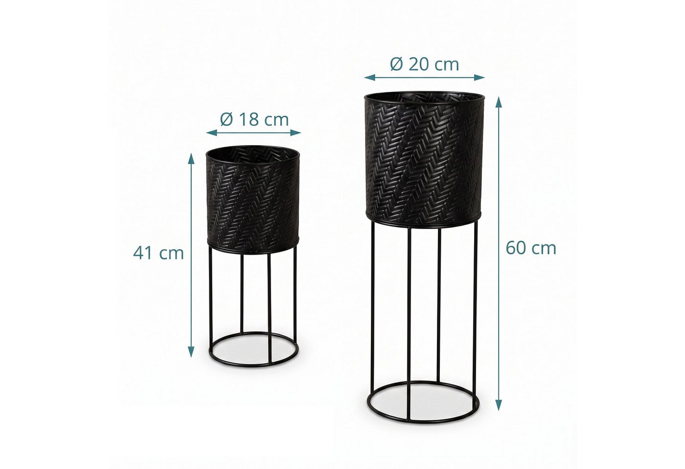 relaxdays Blumenständer Metall Blumenständer 2er Set (2 St), schwarz – Bild 4 von 5