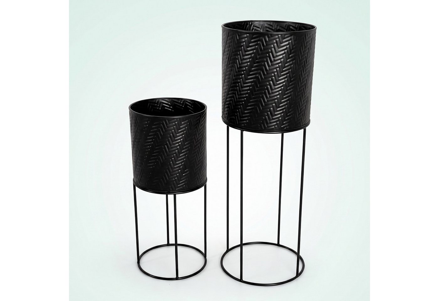 relaxdays Blumenständer Metall Blumenständer 2er Set (2 St), schwarz – Bild 5 von 5