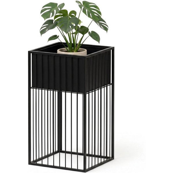 relaxdays Blumenständer Metall Blumenständer in Schwarz (1 St), A