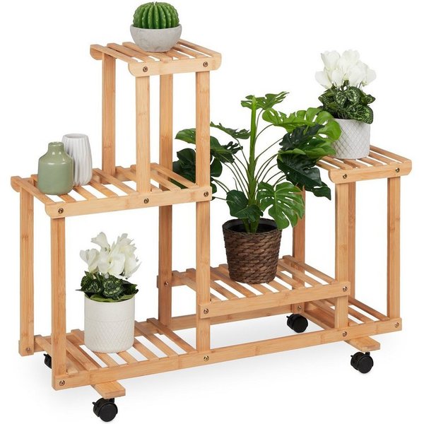 relaxdays Blumenständer Pflanzenregal Bambus (1 St)
