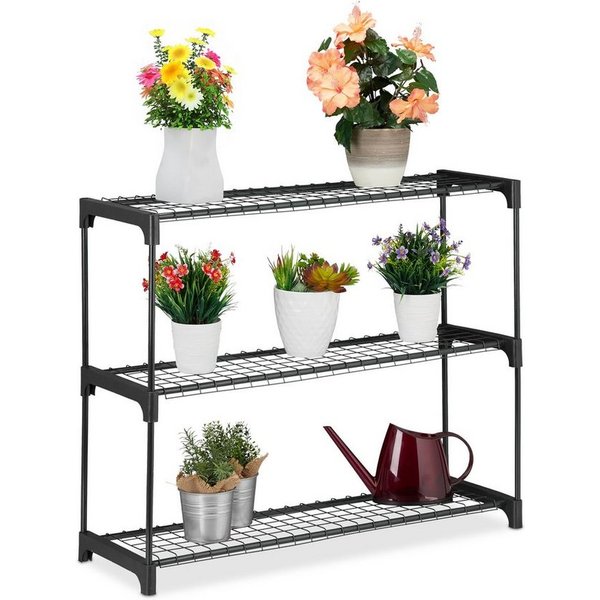relaxdays Blumenständer Pflanzenregal mit 3 Ablagen (1 St)