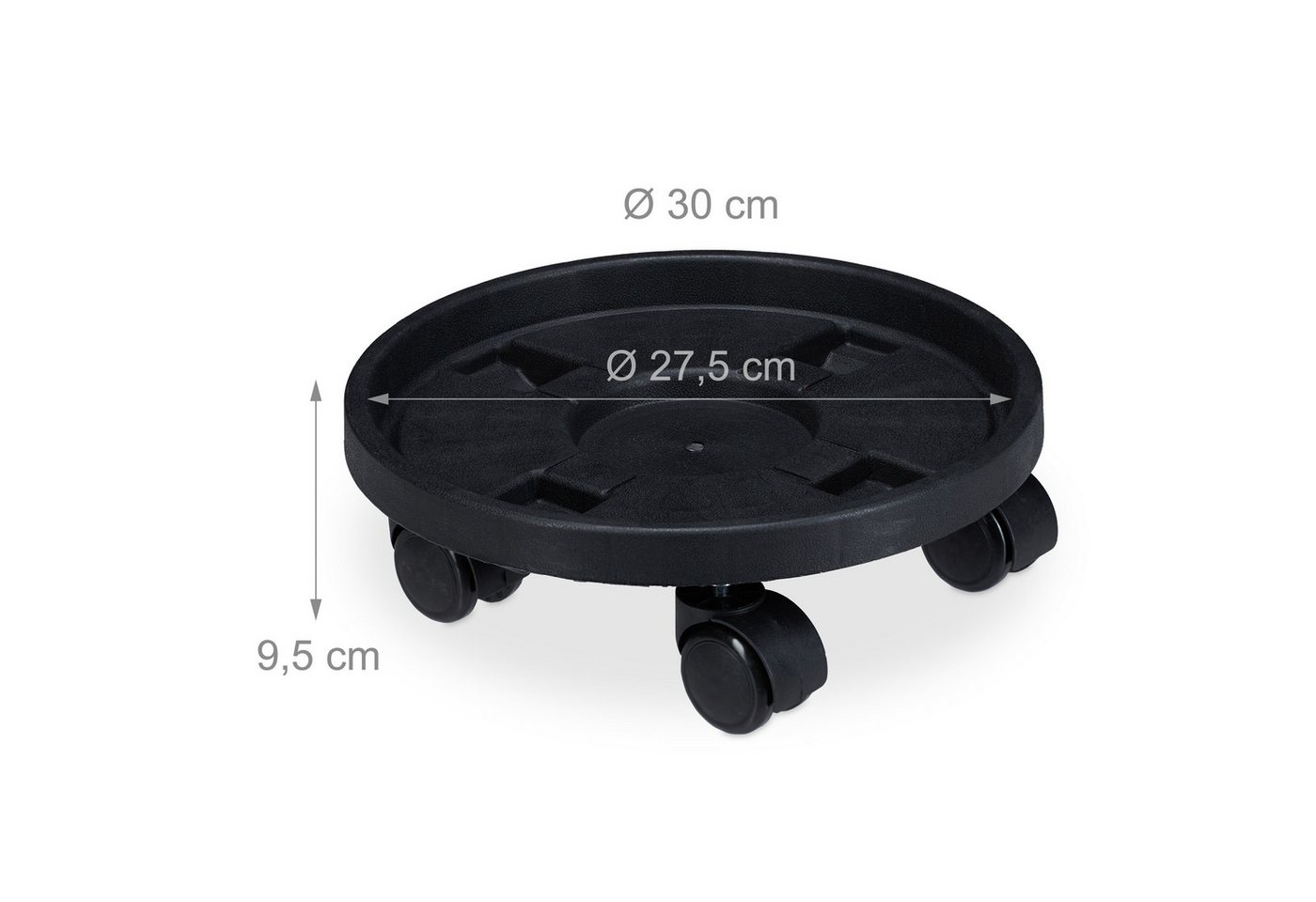 relaxdays Blumentopfuntersetzer Pflanzenroller Kunststoff klein 2er Set, Zubehör für Blumentöpfe bis 27,5 cm Durchmesser, 2-tlg. – Bild 4 von 5