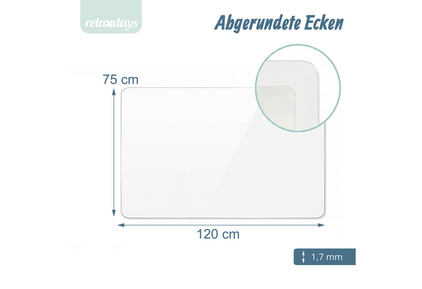 relaxdays Bodenschutzmatte Bürostuhl transparent, 1-St., 75 x 120 cm – Bild 4 von 5