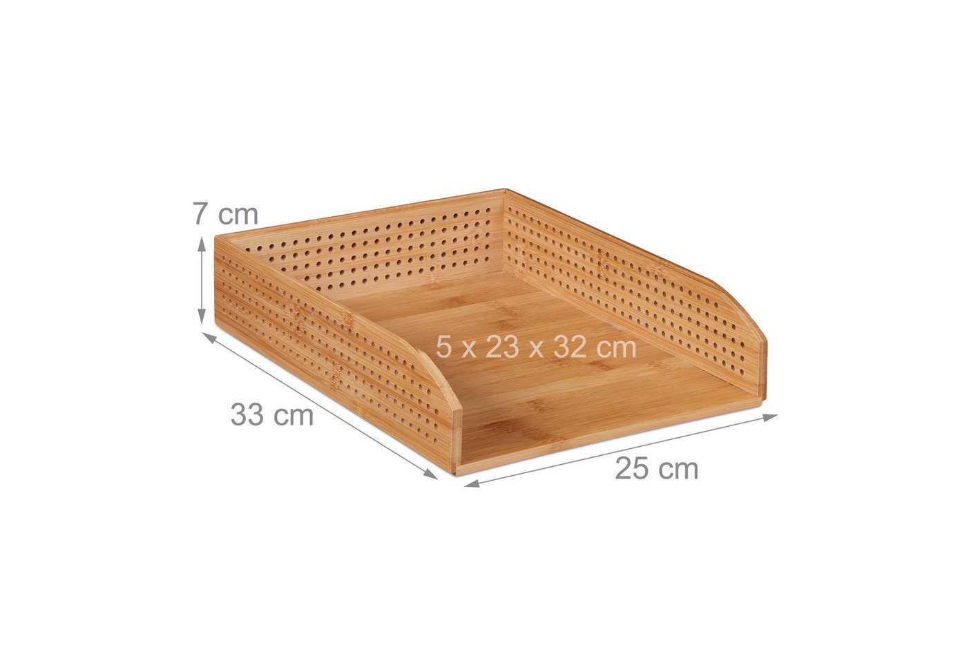 relaxdays Briefablage 2 x Dokumentenablage Bambus perforiert (1-St) – Bild 4 von 5