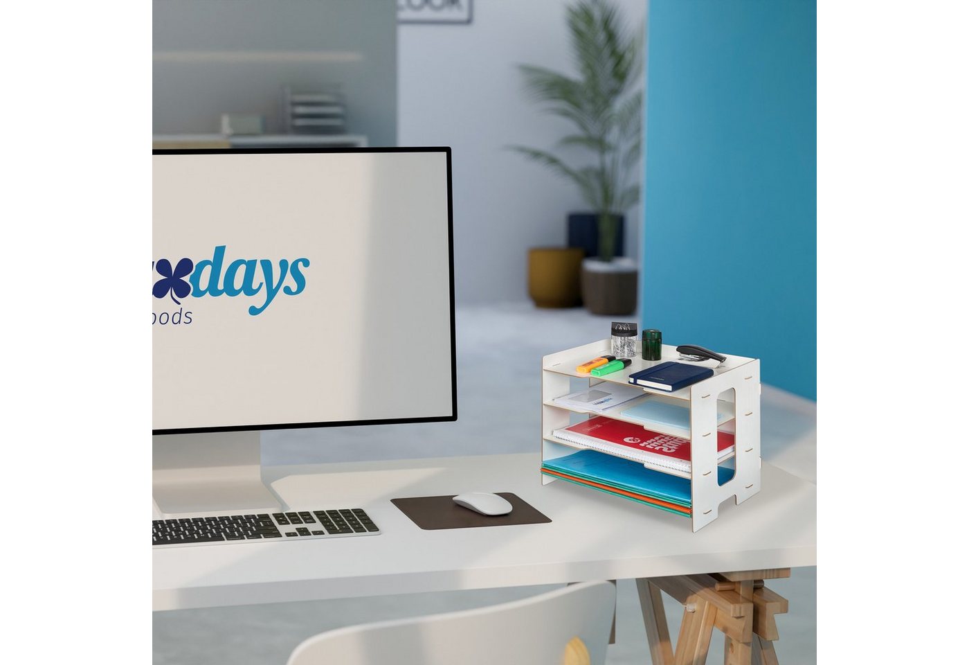 relaxdays Briefablage aus MDF mit 3 Fächern (1-St), weiß – Bild 2 von 5